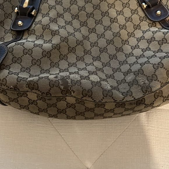 GUCCI Pelham GG monogram canvas horsebit tote shoulder hobo bag tan brown - Picture 16 of 16